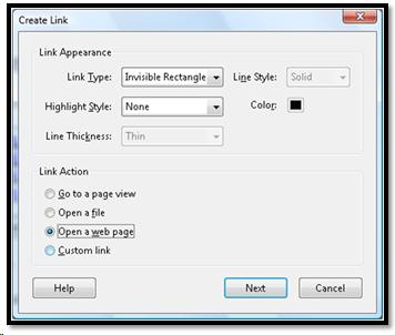 Create Link dialog.