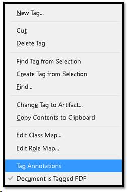 Turning on Tag Annotations.