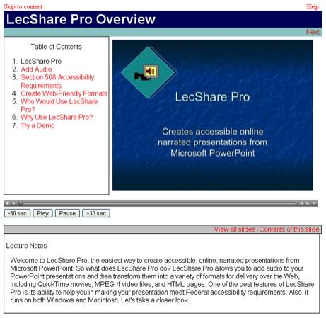 the html output LecShare Pro creates