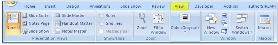 View ribbon. The view tab is highlighted