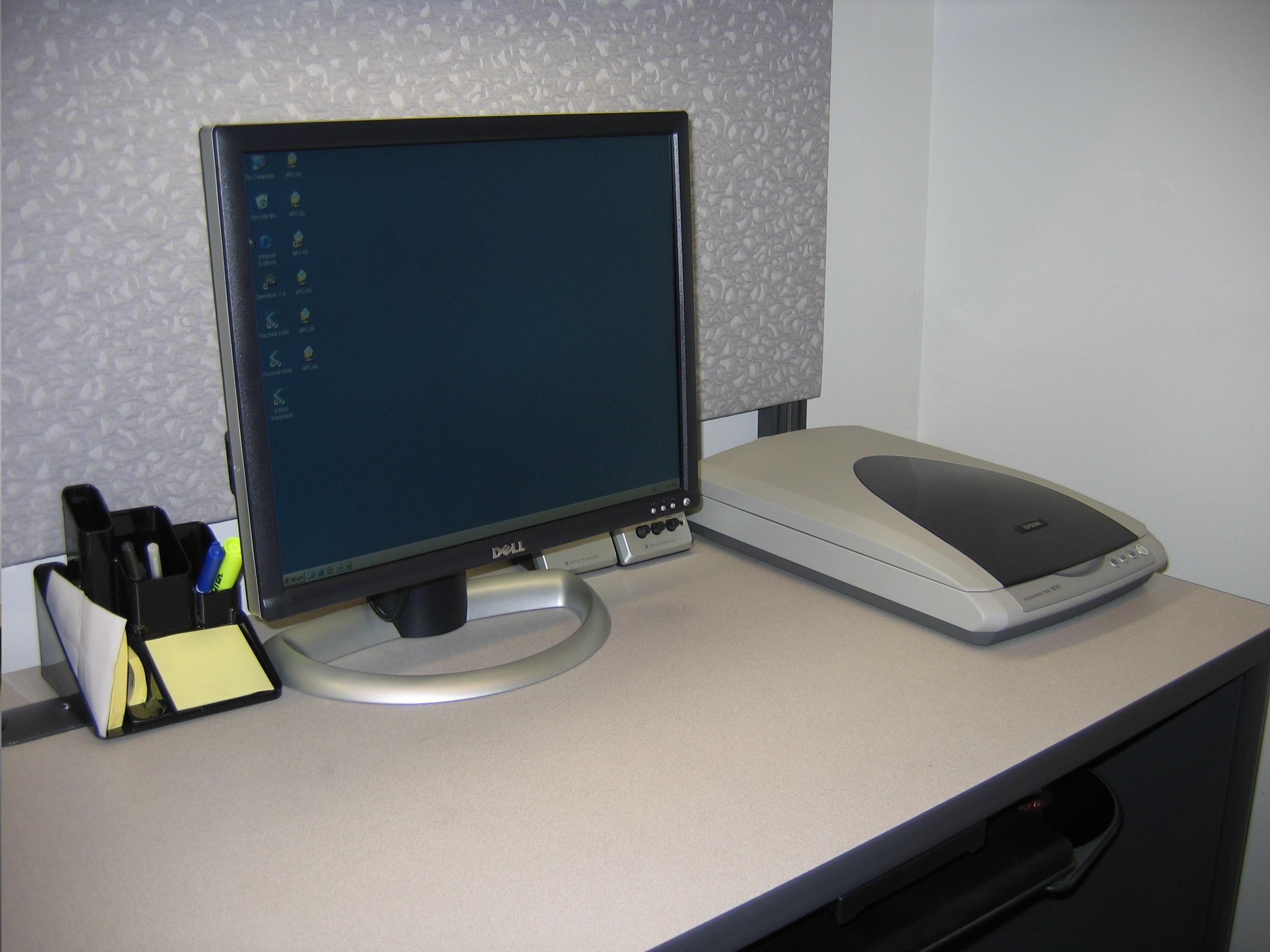 Picture of computer workstation with flatbed scanner