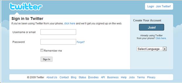 Twitter.com sign in page