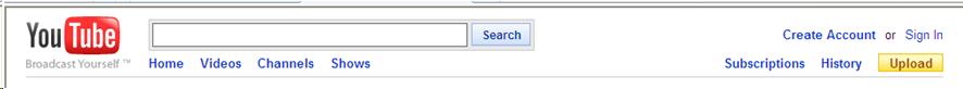 Screenshot of the place where you have to create an account or log on youtube. The upload button is in there too, if you click on it you will be asked to login first