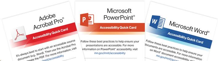 Adobe Acrobat, Microsoft PowerPoint and Microsoft Word quick cards
