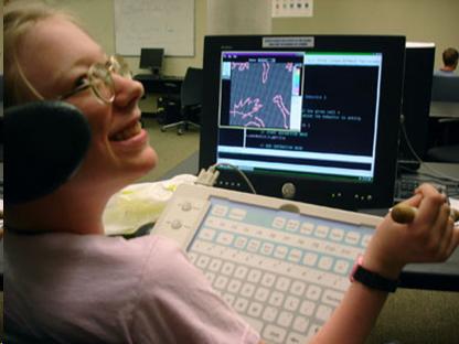 student with disability at computer