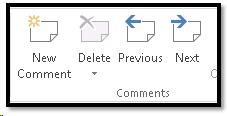 Comments Group on the Review Ribbon.