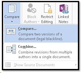 Compare options from the Review Ribbon.