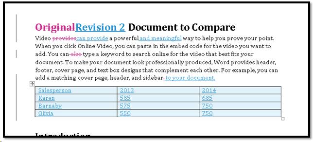 Sample of a new document  created by comparing two documents.