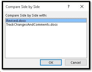 Side-by-Side dialog to choose which open documents to view together.