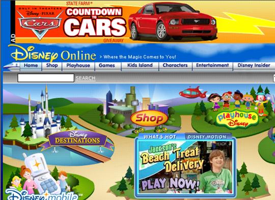 screenshot of Disney page
