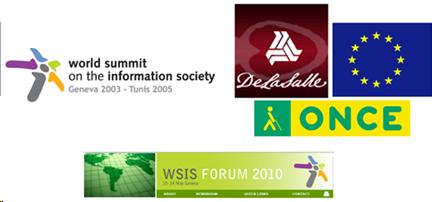 Logos of the La Salle University, European Community, Once and World Summit on the Information Society