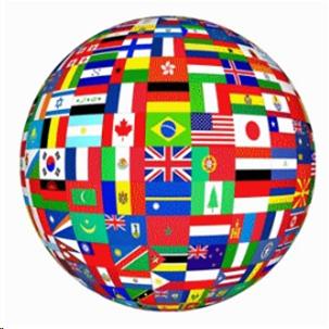 Image of a round shape filled with flags of different countries
