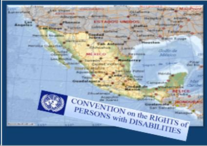 Map of mexico with the convention on the rights of persons with disabilities logo