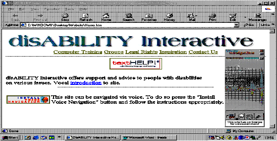 Voice navigable disABILITY interactive web site.